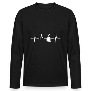 Ananas - Männer Premium Bio Langarmshirt - Schwarz - Vorne - Nico (187cm)