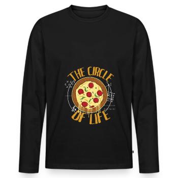 The Circle of Life - Pizza - Pizza Diät - 🍕 PIZZA - Männer Premium Bio Langarmshirt - Schwarz - Vorne - Nico (187cm)