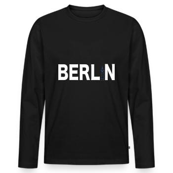 Berlin Souvenir Deutschland Geschenk Skyline - Männer Premium Bio Langarmshirt - Schwarz - Vorne - Nico (187cm)