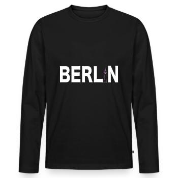 Berlin Souvenir Allemagne Cadeau Skyline - T-shirt manches longues Premium bio Homme - noir - Devant - Nico (187cm)