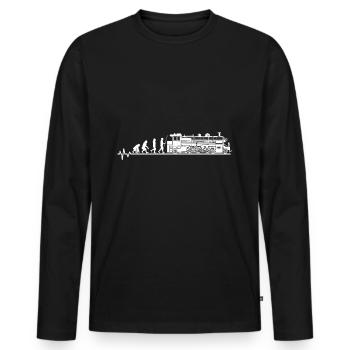 train - Men's Premium Organic Long Sleeve Shirt - black - Front - Nico (187cm)