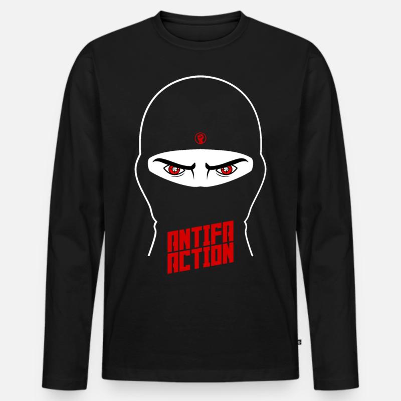 Antifa Action – Ninja (II) - Männer Premium Bio Langarmshirt - Schwarz