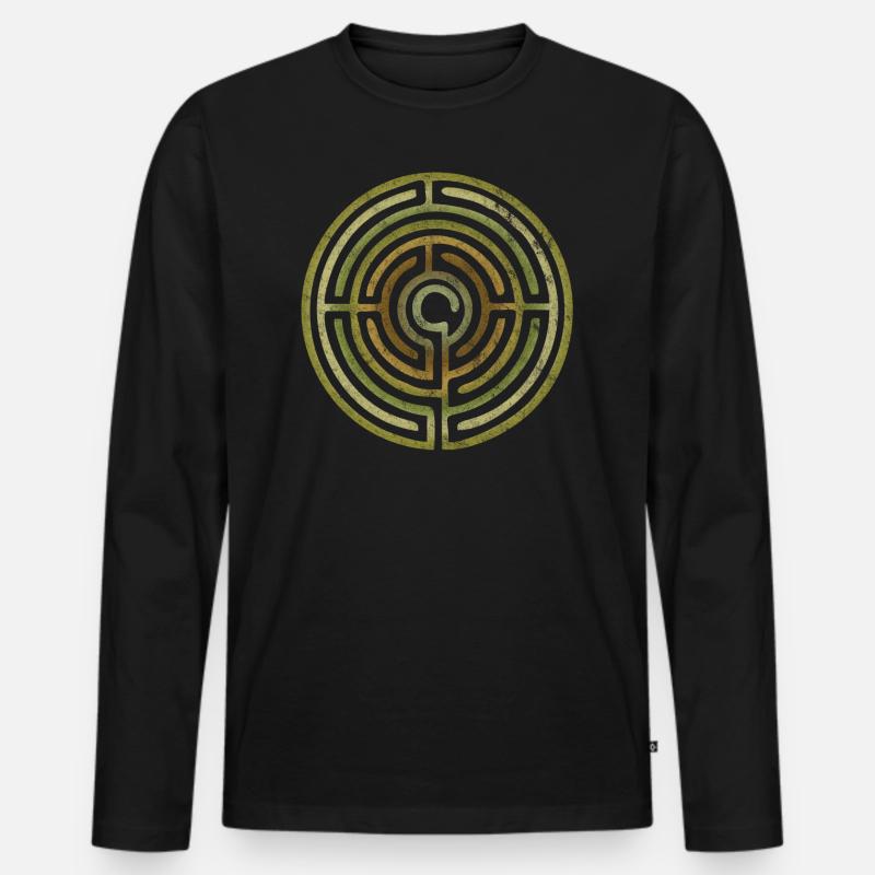 Labyrinth Symbol - Männer Premium Bio Langarmshirt - Schwarz