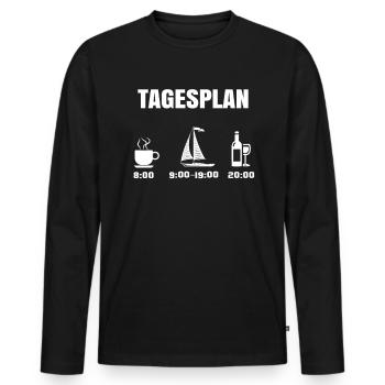 Seefahrer Tagesplan - Männer Premium Bio Langarmshirt - Schwarz - Vorne - Nico (187cm)