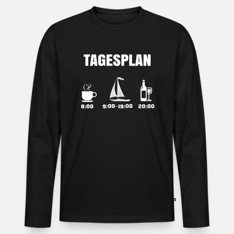 Seefahrer Tagesplan - Männer Premium Bio Langarmshirt - Schwarz