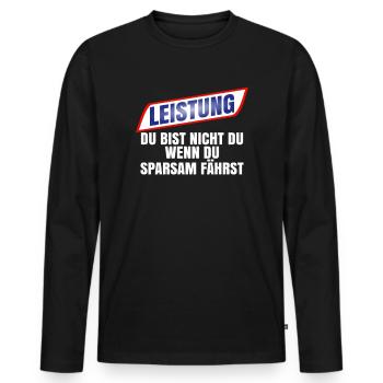 Du bist nicht du wenn du sparsam fährst - Männer Premium Bio Langarmshirt - Schwarz - Vorne - Nico (187cm)