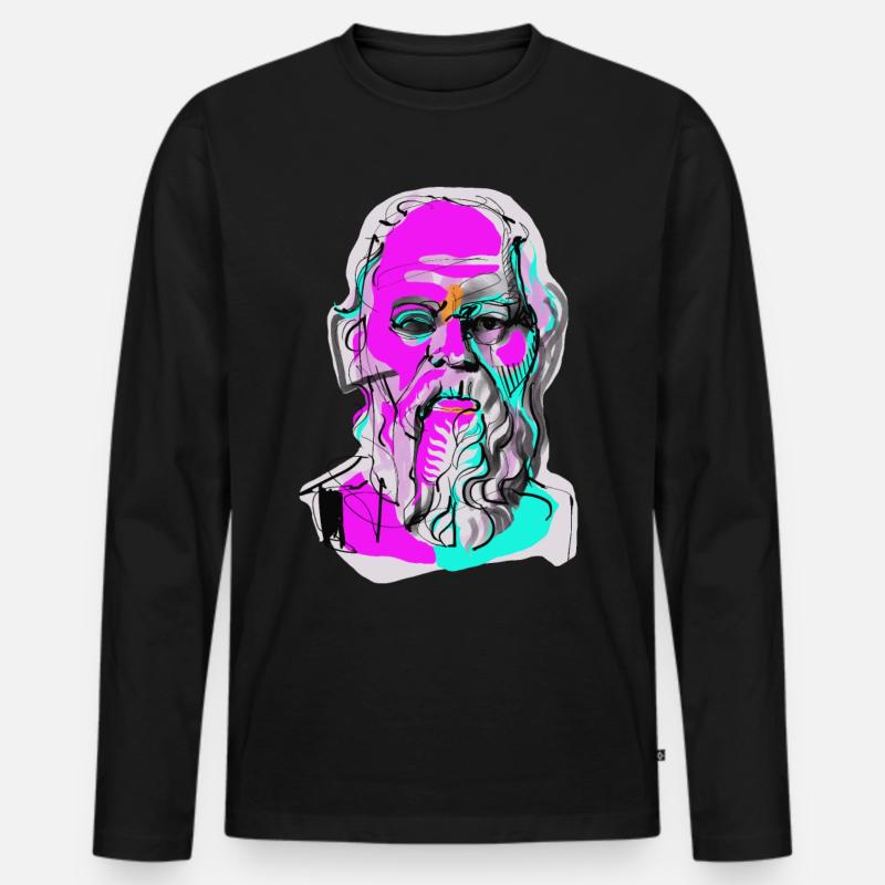 Sokrates - Männer Premium Bio Langarmshirt - Schwarz