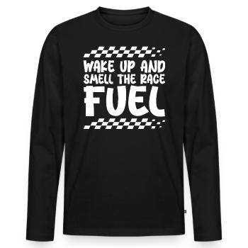 Wake Up And Smell The Race Fuel - Men's Premium Organic Long Sleeve Shirt - black - Front - Nico (187cm)