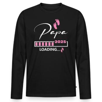 Papa 2025 loading - Männer Premium Bio Langarmshirt - Schwarz - Vorne - Nico (187cm)