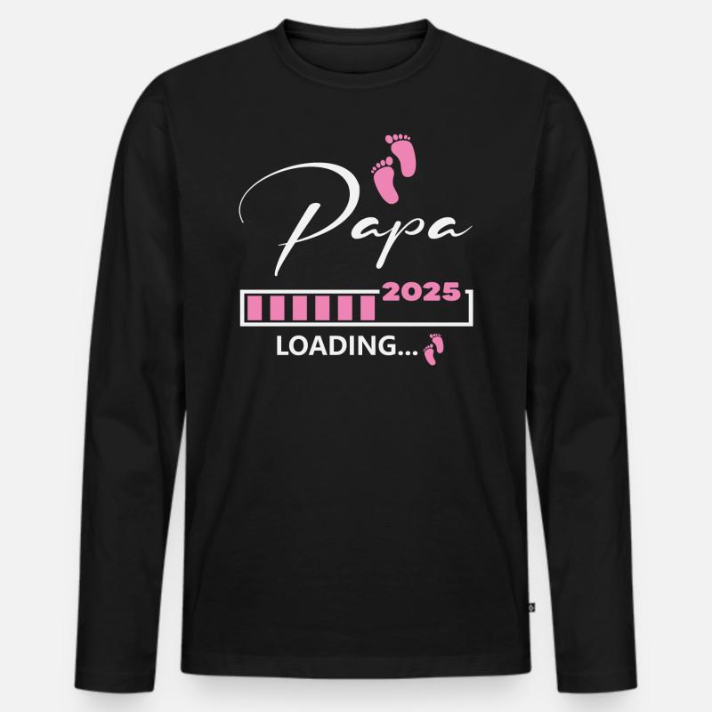Papa 2025 loading - Männer Premium Bio Langarmshirt - Schwarz