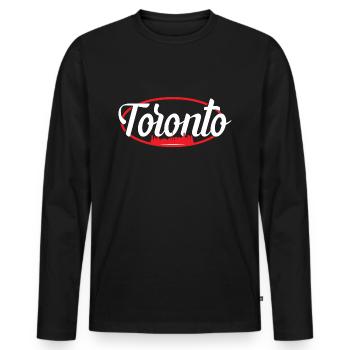 Toronto - Men's Premium Organic Long Sleeve Shirt - black - Front - Nico (187cm)