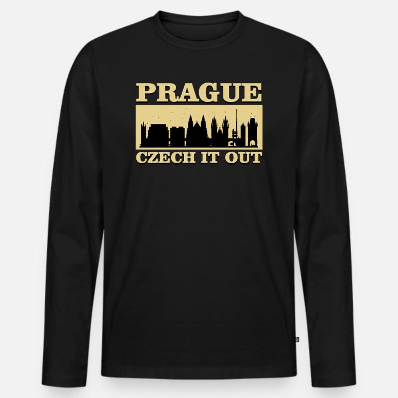 Prag - Männer Premium Bio Langarmshirt - Schwarz