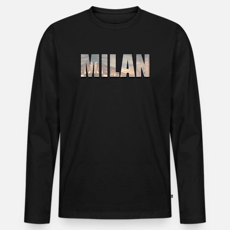 Mailand - Männer Premium Bio Langarmshirt - Schwarz