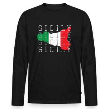 Sicile - T-shirt manches longues Premium bio Homme - noir - Devant - Nico (187cm)