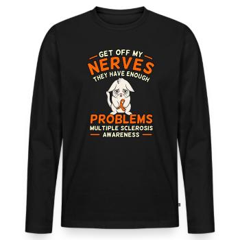 Graphic on sensitization for multiple sclerosis - Men's Premium Organic Long Sleeve Shirt - black - Front - Nico (187cm)