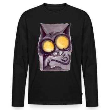 Serial Cat 16 - Men's Premium Organic Long Sleeve Shirt - black - Front - Nico (187cm)