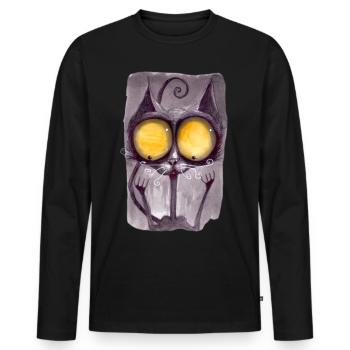 Serial Cat 17 - Men's Premium Organic Long Sleeve Shirt - black - Front - Nico (187cm)