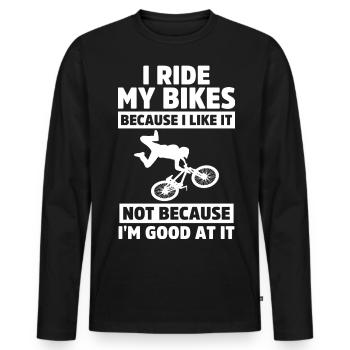Mountain Bike Mtb Downhill Bike Cyclist Biker - Men's Premium Organic Long Sleeve Shirt - black - Front - Nico (187cm)