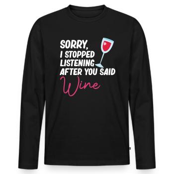 Après avoir dit amateurs de vin buveurs - T-shirt manches longues Premium bio Homme - noir - Devant - Nico (187cm)