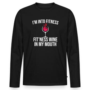 Fitness Boire du vin dans la bouche Amoureux Buveurs - T-shirt manches longues Premium bio Homme - noir - Devant - Nico (187cm)