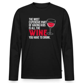 Nous devons boire des dictons de buveurs de vin - T-shirt manches longues Premium bio Homme - noir - Devant - Nico (187cm)