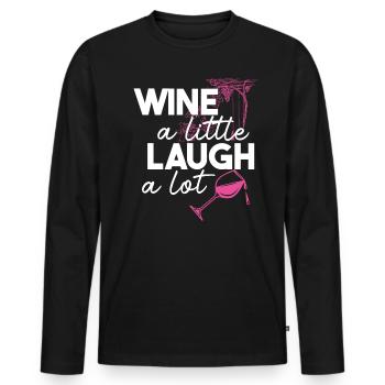 Vin un peu rire beaucoup boire amoureux - T-shirt manches longues Premium bio Homme - noir - Devant - Nico (187cm)