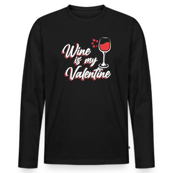 Le vin est mon amoureux de la Saint-Valentin - T-shirt manches longues Premium bio Homme - noir - Devant - Nico (187cm)
