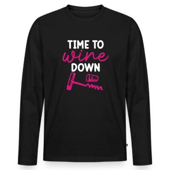 Il est temps de boire du vin aux buveurs - T-shirt manches longues Premium bio Homme - noir - Devant - Nico (187cm)