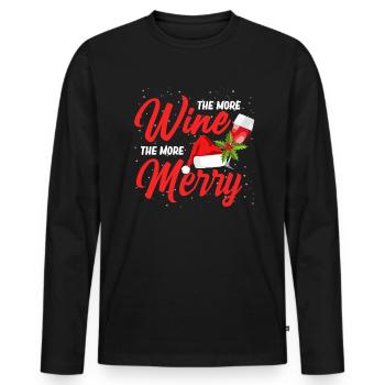 Plus de vin Plus Joyeux Buveur amoureux - T-shirt manches longues Premium bio Homme - noir - Devant - Nico (187cm)