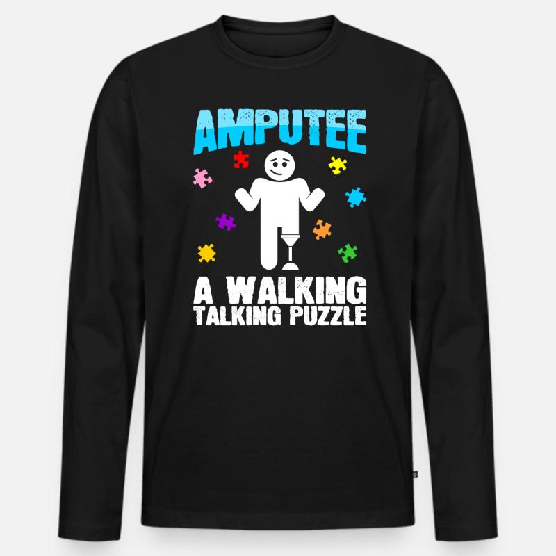 Amputierter Gehender Sprechender - Männer Premium Bio Langarmshirt - Schwarz