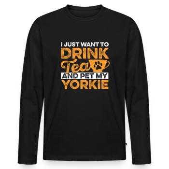 Tee Trinken Haustier Yorkie Chai Trinker Tee - Männer Premium Bio Langarmshirt - Schwarz - Vorne - Nico (187cm)