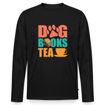 Livres pour chiens Thé Chai Buveur de thé Amateurs de thé Chai - T-shirt manches longues Premium bio Homme - noir - Devant - Nico (187cm)