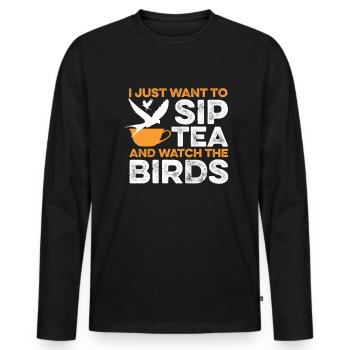 Sirotez du thé Regarder les oiseaux Chai Buveur de thé Amateurs de thé - T-shirt manches longues Premium bio Homme - noir - Devant - Nico (187cm)