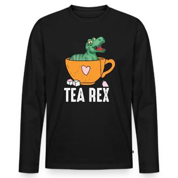 Tea Rex Chai Drinker Tea Lovers Chai Tea Party - Men's Premium Organic Long Sleeve Shirt - black - Front - Nico (187cm)