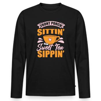Thé sucré Sippin Chai Buveur de thé Amateurs de thé Chai - T-shirt manches longues Premium bio Homme - noir - Devant - Nico (187cm)