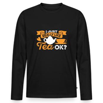 J’aime beaucoup les buveurs de thé chai amateurs de thé - T-shirt manches longues Premium bio Homme - noir - Devant - Nico (187cm)