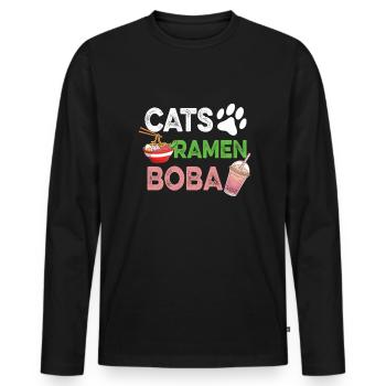 Katzen Ramen Boba Tee Chai Trinker Tee-liebhaber - Männer Premium Bio Langarmshirt - Schwarz - Vorne - Nico (187cm)