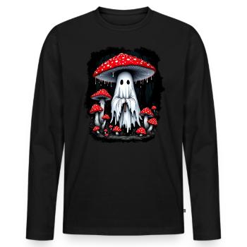 Champignon fantôme esthétique cottagecore - T-shirt manches longues Premium bio Homme - noir - Devant - Nico (187cm)