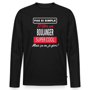pas si simple BOULANGER - T-shirt manches longues Premium bio Homme - noir - Devant - Nico (187cm)