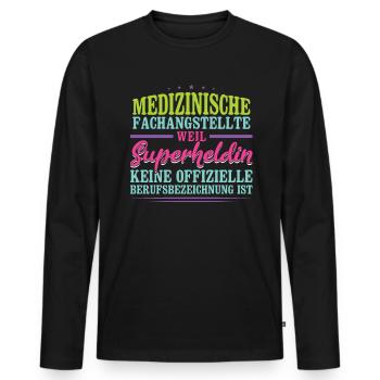 Medizinische Fachangestellte Superheldin MFA - Männer Premium Bio Langarmshirt - Schwarz - Vorne - Nico (187cm)