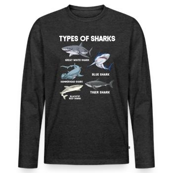 Types de requins - T-shirt manches longues Premium bio Homme - anthracite chiné - Devant - Nico (187cm)