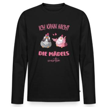 Hühner - Ich kann nicht die Mädels warten Freundin - Männer Premium Bio Langarmshirt - Schwarz - Vorne - Nico (187cm)
