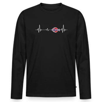Heartbeat Norwegen Hailbutt Angeln - Männer Premium Bio Langarmshirt - Schwarz - Vorne - Nico (187cm)