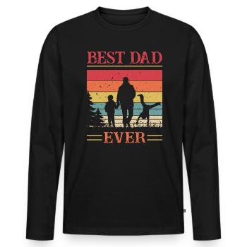 Best Dad Ever - 2 kids -retro vintage-Father ́s Day - Men's Premium Organic Long Sleeve Shirt - black - Front - Nico (187cm)