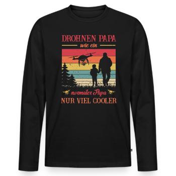 Drohnen Papa - wie ein normaler Papa, nur cooler - Männer Premium Bio Langarmshirt - Schwarz - Vorne - Nico (187cm)