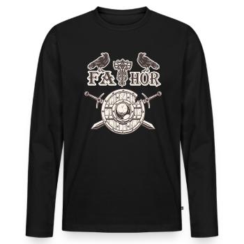 Fathor Viking - Familie Dad - Father´s Day - Männer Premium Bio Langarmshirt - Schwarz - Vorne - Nico (187cm)