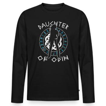 Shield-Maiden - Daughter of Odin - Lagertha Viking - Männer Premium Bio Langarmshirt - Schwarz - Vorne - Nico (187cm)