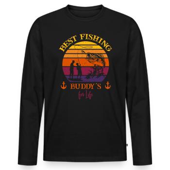 Best Fishing Buddy´s for Life - Fishing Team - Männer Premium Bio Langarmshirt - Schwarz - Vorne - Nico (187cm)