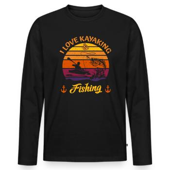 I Love Kayaking And Fishing Canoeing Adventure - Männer Premium Bio Langarmshirt - Schwarz - Vorne - Nico (187cm)