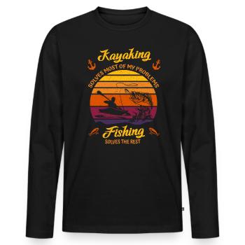 Kayaking Solves Most of My Problems - Fishing - Männer Premium Bio Langarmshirt - Schwarz - Vorne - Nico (187cm)